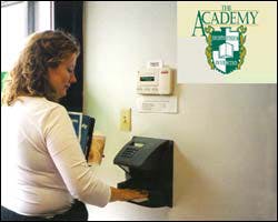 The Academy of Appleton, Wis., uses a Recognition Systems HandReader to control access to the school The Academy of Appleton, Wis., uses a Recognition Systems HandReader to control access to the school