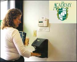The Academy of Appleton, Wis., uses a Recognition Systems HandReader to control access to the school