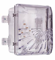 STI's slotted Damage Stopper protective case is for use with audible alarm notifiers; the company also offers a non-slotted version for use with strobe-only alarms notifiers.