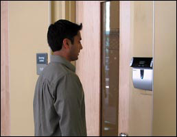 Iris readers from Panasonic are used at a UC-Santa Barbara nanotechnology research lab.