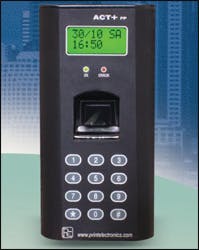 Print Electronics&apos; ACT+FP access control device combines PIN plus fingerprint authentication.