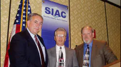 Ron Haner (center) received the inaugural SIAC William N. Moody Award for his volunteer service to the industry from SIAC Executive Director Stan Martin (left) and Director Ron Walters (right).