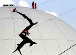 Greenpeace activists were able to breach security and paint a crack on a nuclear reactor in the Netherlands. Greenpeace activists were able to breach security and paint a crack on a nuclear reactor in the Netherlands.