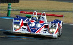 The MG Lola EX264 sports car with AD&Acirc;&rsquo;s CEO Mike Newton behind the wheel on its way to victory in the LMP2 class at the Le Mans 24 Hours. The car was sponsored by a variety of AD Group companies, including Dedicated Micros, which had a mobile DVR and came