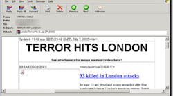A new email claiming to enclose a .zip file with video from the London bombings is a harmful Trojan.