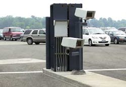 Vehicles entering the United States from Niagara Falls, Ontario pass by Radiation Portal Monitors and CCTV cameras. Since the Sept. 11 terror attacks, the DHS has spent millions on high-tech equipment to bolster security on the nation's northern border. B Vehicles entering the United States from Niagara Falls, Ontario pass by Radiation Portal Monitors and CCTV cameras. Since the Sept. 11 terror attacks, the DHS has spent millions on high-tech equipment to bolster security on the nation's northern border. B