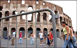 New X-ray detection systems and barricades will increase security at the Roman Colosseum, where simple metal barriers are part of an outdated security plan. New X-ray detection systems and barricades will increase security at the Roman Colosseum, where simple metal barriers are part of an outdated security plan.