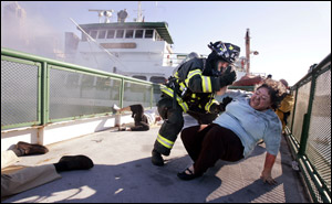 On Sunday, Homeland Security officials held a terrorism simulation drill aboard a Seattle-area ferry to test the Marine Terrorism Response Plan.