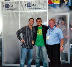 PROTECT PROTECT Security Systems of America Chairman Jim Hardie (right) with &apos;It Takes A Thief&apos; co-hosts Matt Johnston (center) and Jon Douglas Rainey (left) at ISC East 2005 in New York.