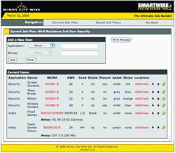 A screen capture shows some of the design capabilities of the new SmartWire System Design Tool from Windy City Wire, which allows system designers to choose cabling and wiring needs after designing their low-voltage system. A screen capture shows some of the design capabilities of the new SmartWire System Design Tool from Windy City Wire, which allows system designers to choose cabling and wiring needs after designing their low-voltage system.