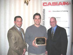 Pictured from left to right is Rick Weiss, HSM Senior National Account Manager; Aaron Czapiga, CASIA “2006 Tech of the Year” recipient from HSM; Geoffrey M. Coburn, HSM District General Manager, New England District. Pictured from left to right is Rick Weiss, HSM Senior National Account Manager; Aaron Czapiga, CASIA “2006 Tech of the Year” recipient from HSM; Geoffrey M. Coburn, HSM District General Manager, New England District.