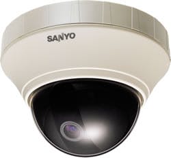 SANYO's VCC-P7574 is an indoor mini-dome featuring the company's new pan-focus technology that is designed to keep all aspects of the field of view in focus at the same time. SANYO's VCC-P7574 is an indoor mini-dome featuring the company's new pan-focus technology that is designed to keep all aspects of the field of view in focus at the same time.