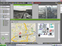 A screen capture from the InterAct's TrueSentry video surveillance system demonstrates how alerts can be interfaced along with a broad variety of alarm and video data.