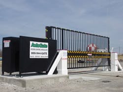 AutoGate's 'The Shield' can be a standard access control gate, but can also withstand impacts from 15,000-pound vehicles traveling at 40 mph. AutoGate's 'The Shield' can be a standard access control gate, but can also withstand impacts from 15,000-pound vehicles traveling at 40 mph.