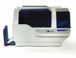 The Zebra P330i card printer is now offered with USB and Ethernet connectivity to simplify the printer's connection. The Zebra P330i card printer is now offered with USB and Ethernet connectivity to simplify the printer's connection.