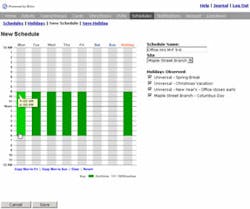 A screenshot from the new version 7.0 demonstrates how Brivo's ACS WebService Application can provide such features as access control rules specific to vacation schedules and individual facilities' needs. A screenshot from the new version 7.0 demonstrates how Brivo's ACS WebService Application can provide such features as access control rules specific to vacation schedules and individual facilities' needs.