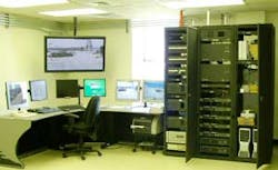 The security command center at the Port of Wilmington, N.C., pulls video in from the video-assisted perimeter system. The system is redundant with the Port of Morehead City. The security command center at the Port of Wilmington, N.C., pulls video in from the video-assisted perimeter system. The system is redundant with the Port of Morehead City.