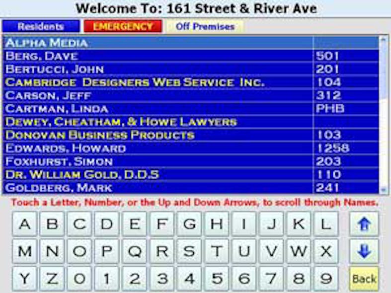 Alpha Communications' New Building Directory Software and Entry Call