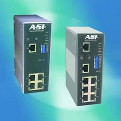 ASI's new 5 and 8 port industrial Ethernet switches ASI's new 5 and 8 port industrial Ethernet switches