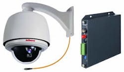 The Infinova SuperDome Series of indoor and outdoor analog PTZ dome cameras have 10-bit digital fiber optic transceivers as a built-in option.