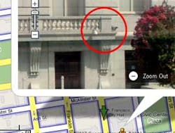 An image on Google Maps' new tool 'Street View' can be zoomed in to identify locations of cameras on San Francisco's City Hall An image on Google Maps' new tool 'Street View' can be zoomed in to identify locations of cameras on San Francisco's City Hall