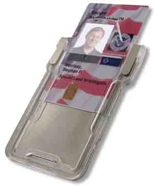 Brady People ID's Secure Badgeholder is designed to block card skimming.