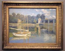Renowned work by Impressionist painter Claude Monet, 'La Pont d'Argenteuil,' is photographed at the Orsay Museum in Paris, Sunday, Oct. 7, 2007. During an intrusion by what police believe were drunken hooligans, a 10-centimeter (nearly 4-inch) tear was ma Renowned work by Impressionist painter Claude Monet, 'La Pont d'Argenteuil,' is photographed at the Orsay Museum in Paris, Sunday, Oct. 7, 2007. During an intrusion by what police believe were drunken hooligans, a 10-centimeter (nearly 4-inch) tear was ma