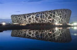 The Beijing National Stadium will be part of the 2008 Olympics; Vicon's surveillance cameras are being used as part of a security upgrade for the arena. The Beijing National Stadium will be part of the 2008 Olympics; Vicon's surveillance cameras are being used as part of a security upgrade for the arena.