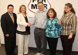 l-r, Per Mar Vice President Brad Tolliver, Per Mar Controller Ronda Meyer, Jim Poorbaugh, Helen Kaeser and Dee Ann Stover of A-1 Alarm Company, following the sale.