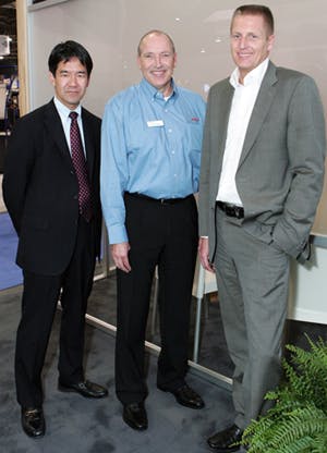 l-r: Matt Soga, Senior General Manager, B&amp;P Marketing Division, B2B Solutions Business Group, Sony Corporation; Gert van Iperen, Executive Vice President of Bosch Security Systems; and Ray Mauritsson, President of Axis Communications