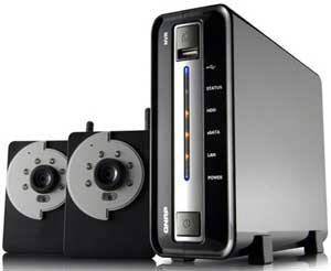 QNAP's NVR-101 along with two IP cameras