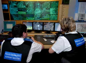 Community support officers monitor Wigan's CCTV system