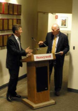 Honeywell Security President Ron Rothman and Leo Guthart, former chairman/CEO/president of ADEMCO, dedicated the Honeywell security museum in Melville, N.Y.