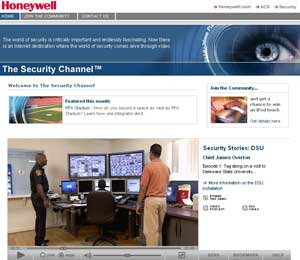 A screenshot of Honeywell's new Web site, The Security Channel. The site features a wide selection of videos that showcase the newest security technologies, introduce viewers to leading industry personalities and examine real-world security projects.
