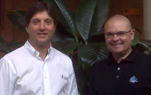 l-r Raul Valenziano, Anixter vice president of marketing for Latin America and the Caribbean stands beside Manuel Nylen, Milestone Systems territory manager for eastern USA and Latin America. The two companies have announced that they are expanding their