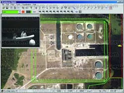 Port of Corpus Christi officials recently selected Siemens Building Technologies to upgrade their entire surveillance system. Shown is an example of the SiteIQ interface revealing the position of an unauthorized small craft entering a power facility.