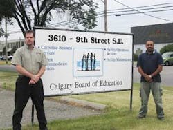 Robert Schofield of Sielox (left) joins Dan Jones at Calgary BOE headquarters. Robert Schofield of Sielox (left) joins Dan Jones at Calgary BOE headquarters.