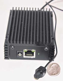 The MCHIP1 surveillance solution from Aigis Mechtronics is ideal for temporary investigations or other sensitive security applications and comes equipped with a camera, cable, and small video server with an RJ45 Ethernet connection. The MCHIP1 surveillance solution from Aigis Mechtronics is ideal for temporary investigations or other sensitive security applications and comes equipped with a camera, cable, and small video server with an RJ45 Ethernet connection.