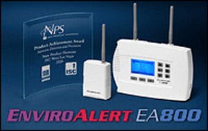The new EnviroAlert EA800 wireless environmental monitor from Winland Electronics allows monitoring of up to eight distinct sensors (four wireless and four hardwired) for critical environmental conditions including temperature, humidity, water and dry con