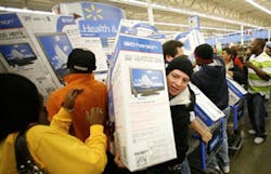 Shopping rushes, like this one at a Texas Wal-Mart, require training for involved employees. A preliminary report from Nassau County (NY) Police says that the Wal-Mart where a worker was trampled did not provide adequate security. Shopping rushes, like this one at a Texas Wal-Mart, require training for involved employees. A preliminary report from Nassau County (NY) Police says that the Wal-Mart where a worker was trampled did not provide adequate security.
