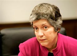 Homeland Security Secretary-designate, Arizona Gov. Janet Napolitano, speaks during a news conference Monday, Dec. 1, 2008 in Phoenix. President-elect Barack Obama has selected Napolitano to be homeland security secretary Homeland Security Secretary-designate, Arizona Gov. Janet Napolitano, speaks during a news conference Monday, Dec. 1, 2008 in Phoenix. President-elect Barack Obama has selected Napolitano to be homeland security secretary