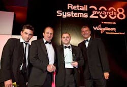 Paul Newbury from John Lewis and Gary Frost from IndigoVision receive the award for &apos;Security Initiative of the Year.&apos;