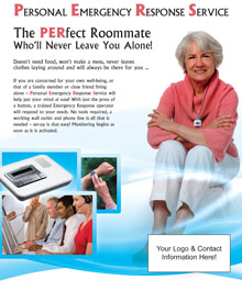 A sample of the custom PERS sales literature available from third-pary monitoring provider EMERgency24.