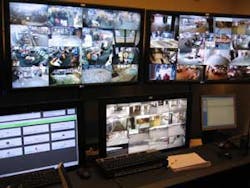 The surveillance control room at Lambeau Field. The NFL stadium recently installed a NUUO surveillance system.