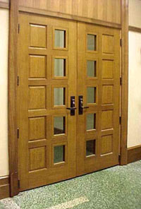 Specialty, architectural doors from The Maiman Company shown in use at a prominent culinary institute. Maiman has been acquired by ASSA ABLOY.