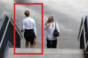 Pixel images from the camera&rsquo;s image sensor are examined for patterns in real time, and resulting conclusions are reported using graphical displays, such as drawing a box around a violation occurrence.