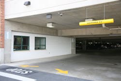 Dome cameras from Panasonic keep watch over commuter vehicles at a nine-level mass transit parking garage in Owings Mills, Md.