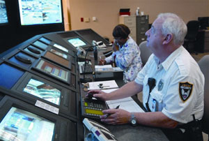 The advanced security command center at the Jackson-Madison County Hospital.