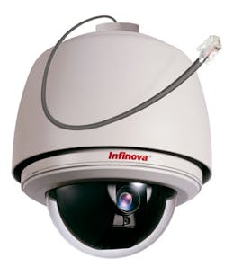 High definition (HD) 360 continuous rotation megapixel IP PTZ dome cameras with 1.3 megapixel resolution, such as the V1770 Series from Infinova, will provide high-definition video output as both an IP and an analog YPbPr signal. High definition (HD) 360 continuous rotation megapixel IP PTZ dome cameras with 1.3 megapixel resolution, such as the V1770 Series from Infinova, will provide high-definition video output as both an IP and an analog YPbPr signal.