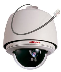 High definition (HD) 360 continuous rotation megapixel IP PTZ dome cameras with 1.3 megapixel resolution, such as the V1770 Series from Infinova, will provide high-definition video output as both an IP and an analog YPbPr signal.